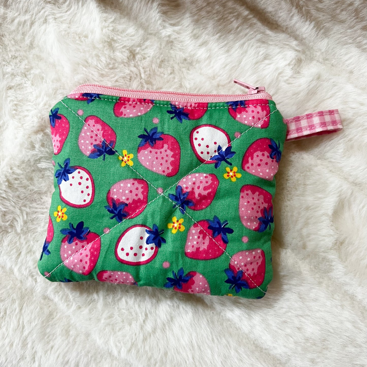 Small Quilted Zipper Pouch - Color Pop Berries