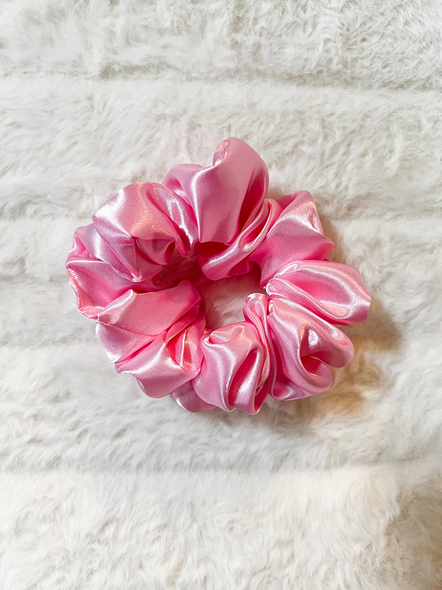 Pink Satin Scrunchie