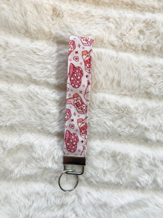 Wristlet Key Fob - Pink Cowgirl