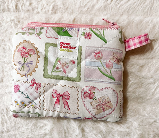 Small Quilted Zipper Pouch - Love Letters