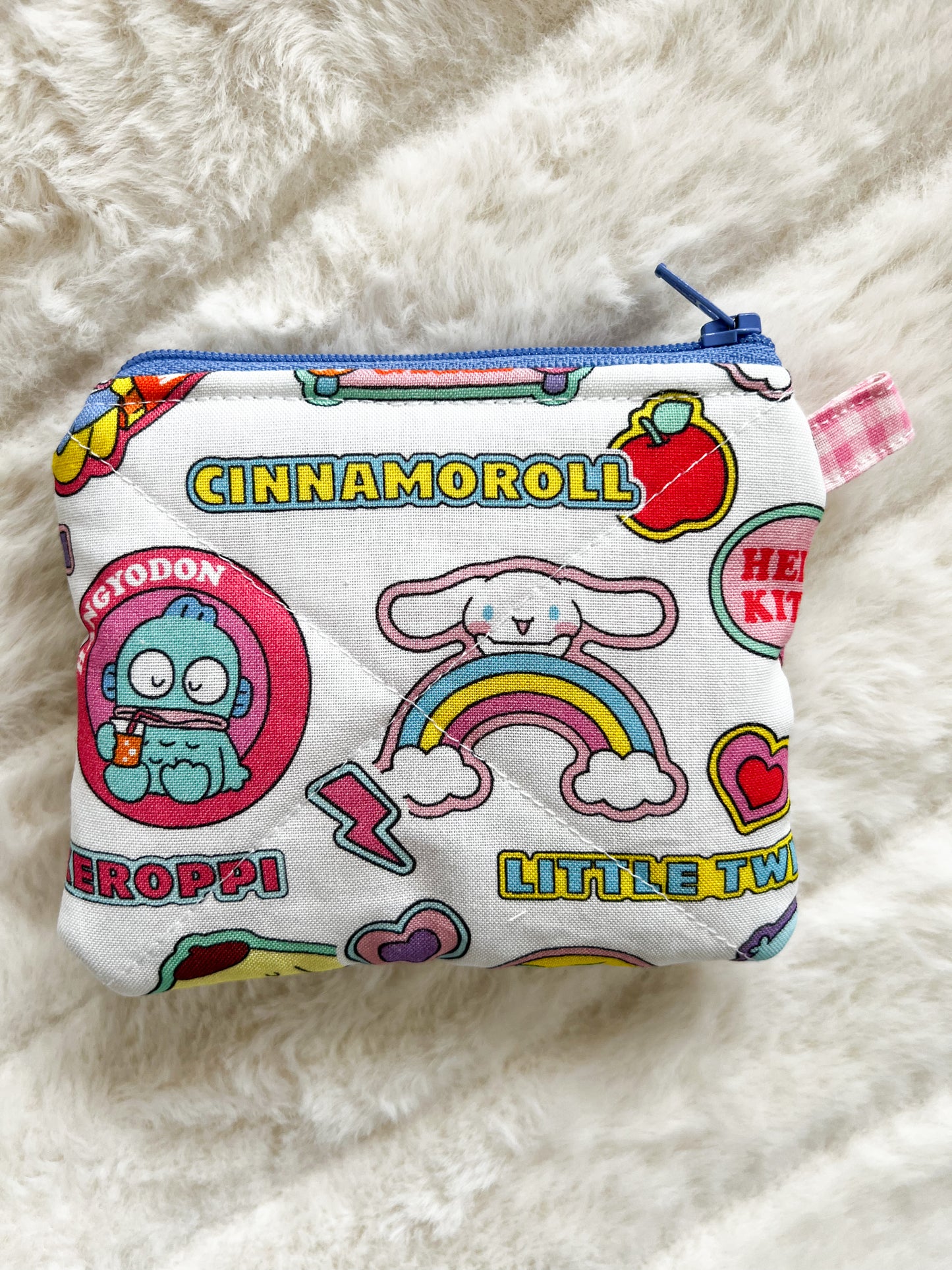 Small Quilted Zipper Pouch - Kawaii Friends