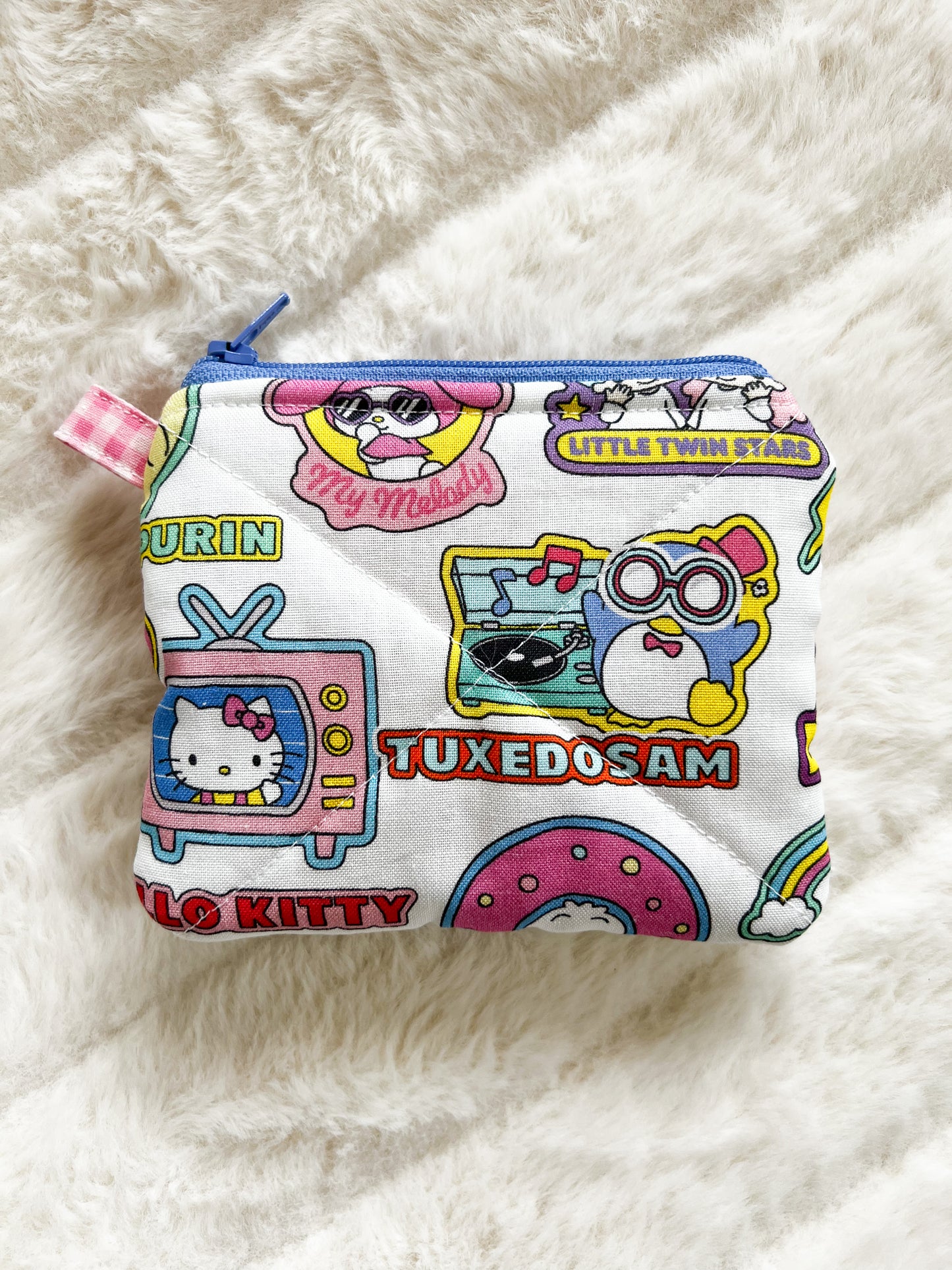 Small Quilted Zipper Pouch - Kawaii Friends